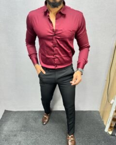 Maroon and black